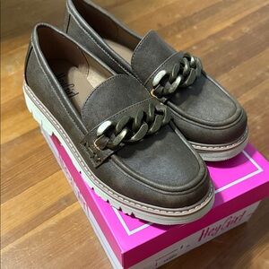 Hey Girls Women's Brown Loafers with Chain Detail